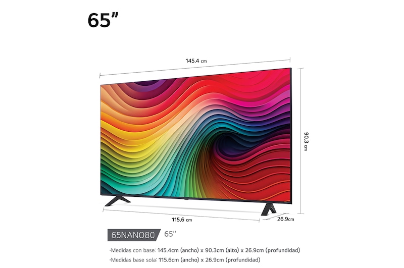 Vista frontal del LG NanoCell TV, NANO80